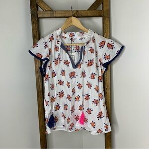 THML White Blouse with Orange and Pink Size S